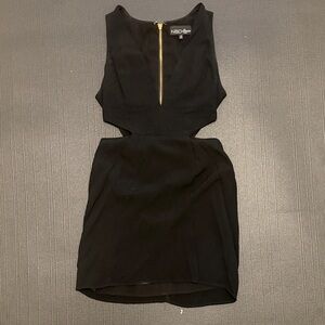 NBD Black Backless Dress with Gold Zipper